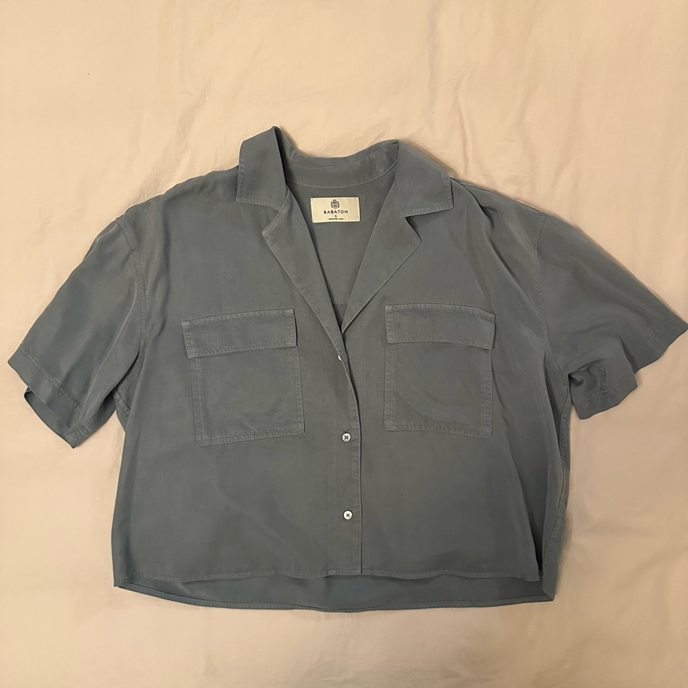 Babaton Slate Blue Button-Down Shirt